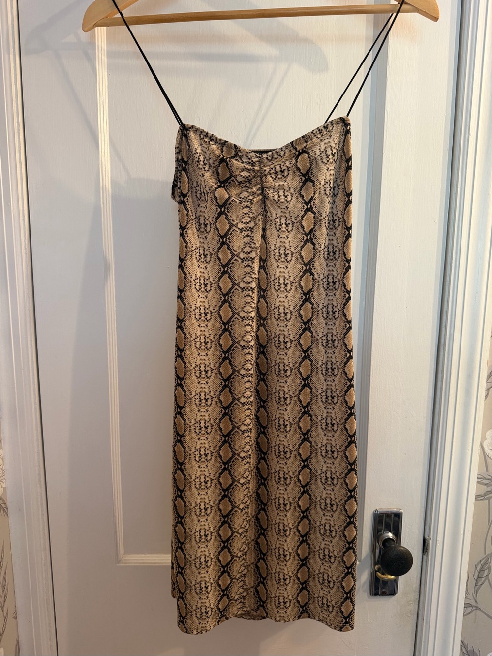 UO Snake Print Slip Dress - Beige/Black